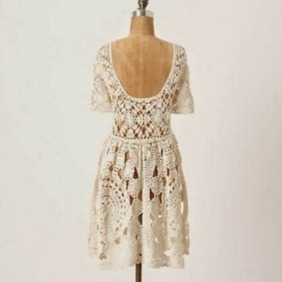 RARE Anthro Hand-Crochet Mini Dress - Picture 2 of 6